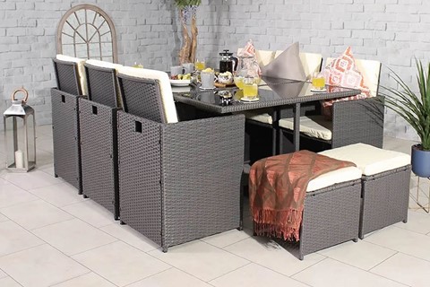 Cannes Grey Cube Outdoor Dining Set - 8 Seats 