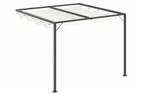 Broadway Wall Mounted White Retractable Canopy Metal Pergola