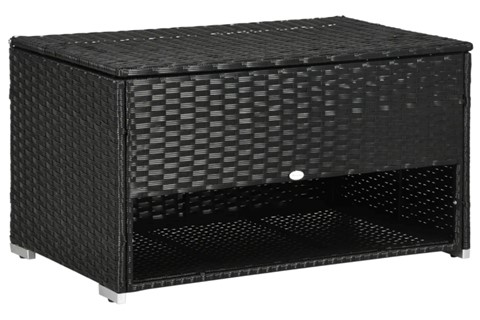 Black Rattan Storage Box with Shoe Rack