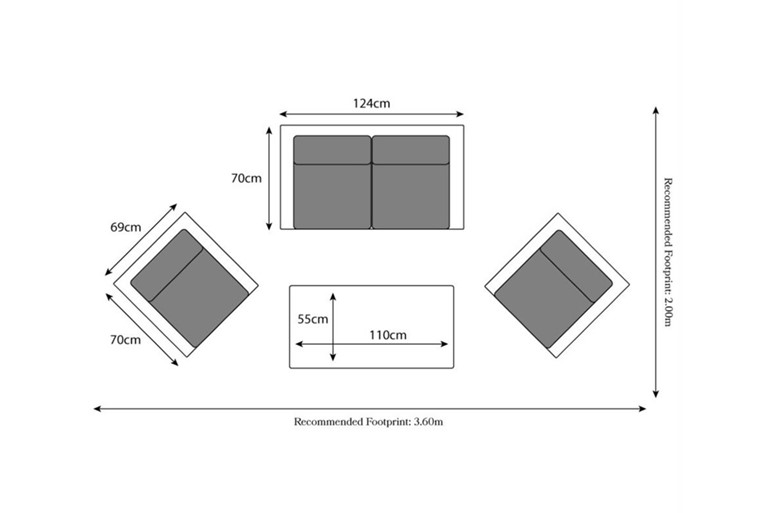 Berlin 2 Seat Sofa Set