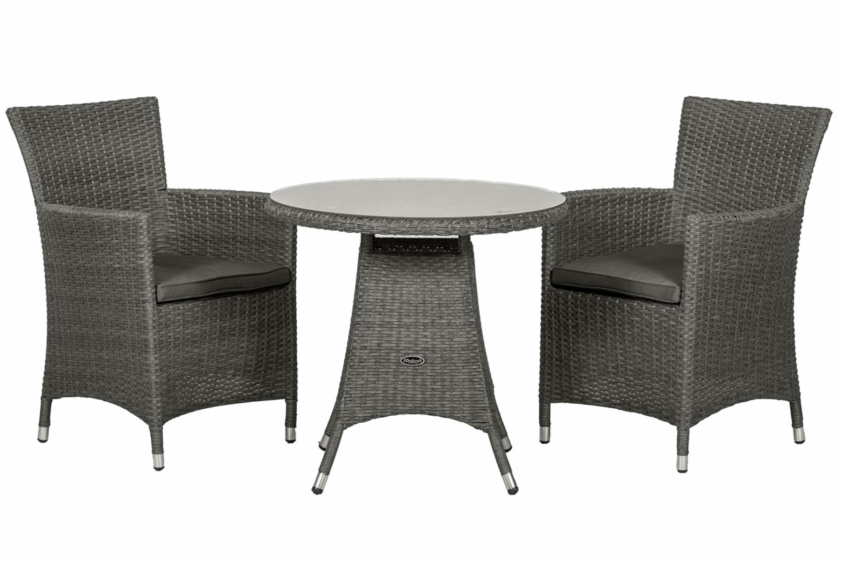 View Paris 2 Seater Grey Outdoor Garden Rattan Carver Chair Bistro Dining Set Inset Glass Top Table Deeply Padded Weather Resistant Seat Back Cushion information