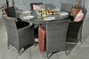 Paris Round Grey Rattan Carver Dining Set