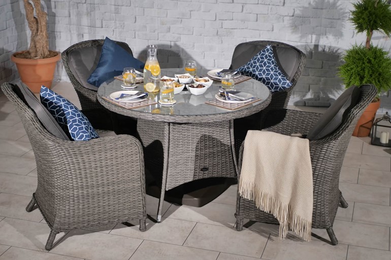 Paris Round Rattan Dining Set with Imperial Chairs
