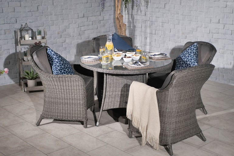 Paris Round Rattan Dining Set with Imperial Chairs