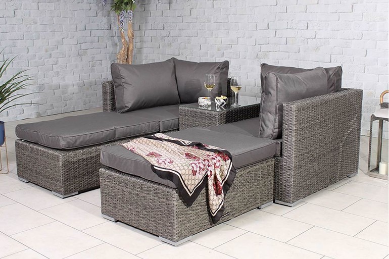 Paris 4 Seater Reclining Relaxer Set With Seat Ottoman