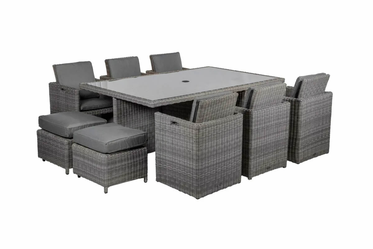 View Paris Rattan Modular Cube Outdoor Garden Dining Set Includes 2 Stools Sits 10 People Packs Into Small Cube For Storage Weather Resistant Cushion information