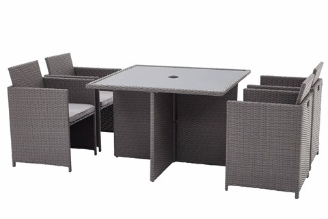 Nevada Grey Rattan Cube 4 Seater Patio Dining Set