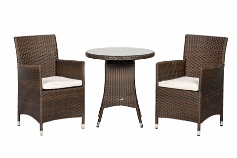 Nevada Brown Rattan 2 Seater Round Bistro Set