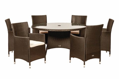Nevada Brown Rattan 6 Seater Patio Dining Set