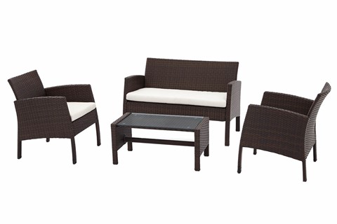 Nevada Brown Rattan Conversation Sofa Set