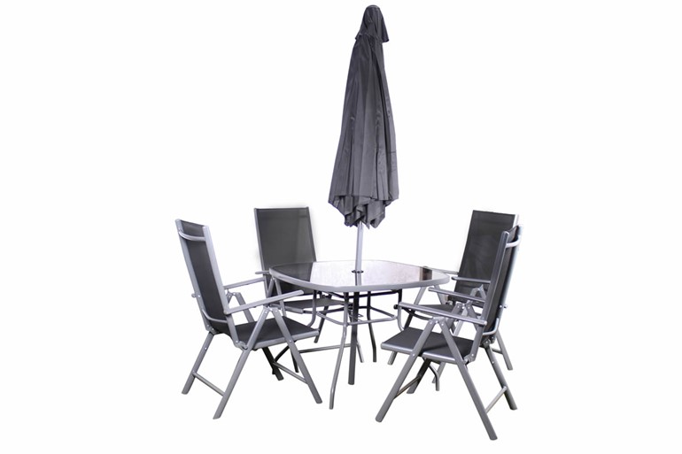 Rio Reclining Chair Patio Dining Set With Parasol