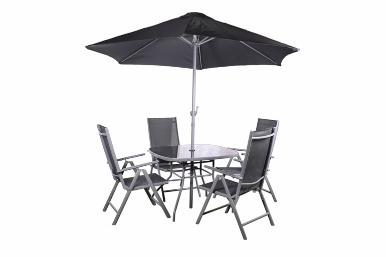 Rio Reclining Chair Patio Dining Set With Parasol