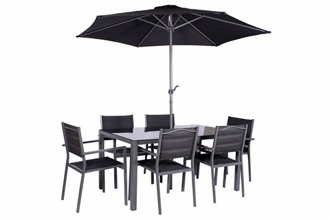 Sorrento 6 Seater Dining Set Including Parasol