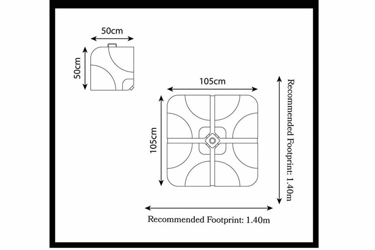 Water Fillable Base For Cross Base Cantilever Parasol