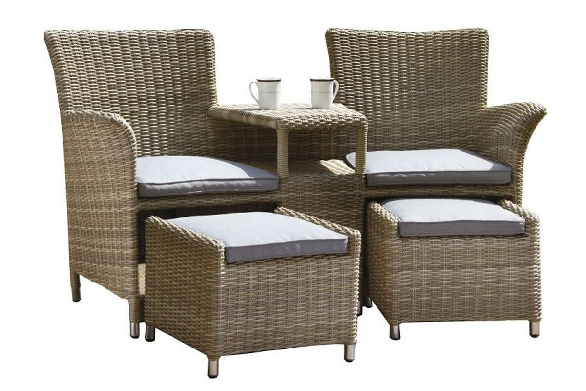 View Wentworth Fixed 2 Seater Synthetic Rattan Garden Patio Companion Lounging Chair Set High Back Ratten Chair With Weather Proof Cushion Royalcraft information