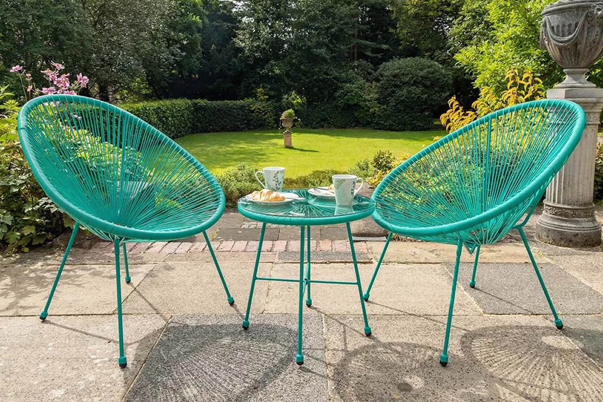 View Green Monaco 2 Seat Rattan Metal Bistro Set information