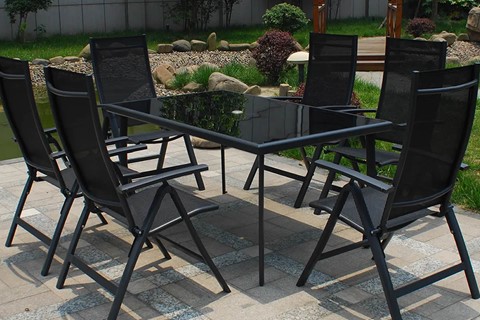 Sorrento 7pc Black Rectangular Deluxe Recliner Set