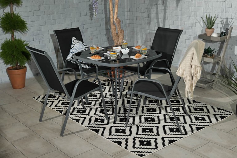 Rio Stacking Dining Set With Parasol