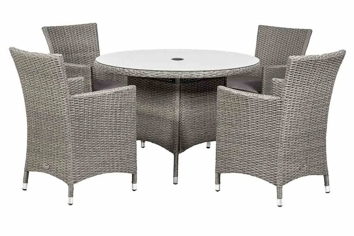 View Paris Round Grey Rattan Carver Dining Set Available In 4 Or 6 Seater information