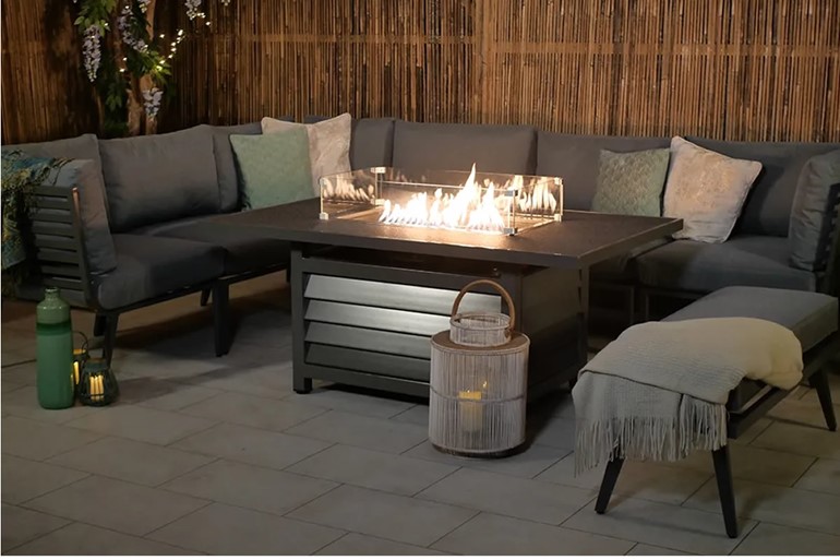 Mayfair Corner Lounging Set With Fire Pit