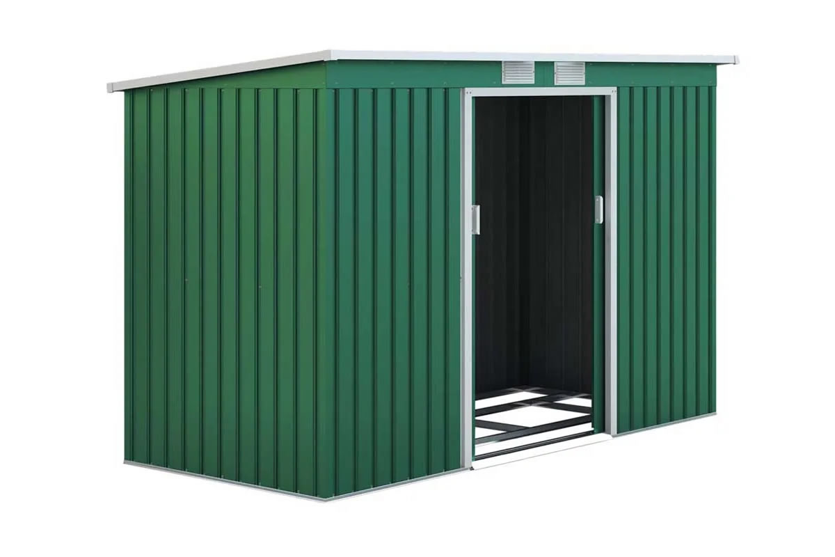 View Ascot Dark Green Metal Garden Shed Galvanised Steel Frame Pent Roof Plastic Skylight Sliding Lockable Door Steel Foundation 91ft x 42ft information