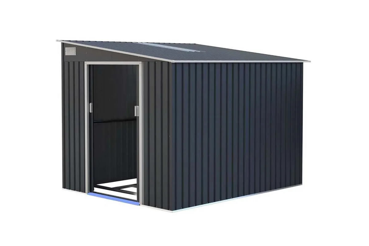 View Windsor 70 x 84 Grey Galvanised Metal Garden Shed Lockable Sliding Doors Pent Roof With Reinforced Plastic Skylight Steel Foundation Base information