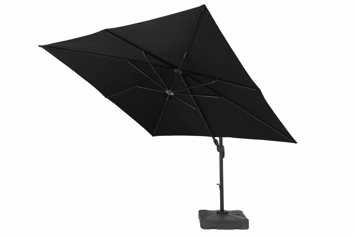View Grey Polyester Fabric Deluxe Square Cantilever Parasol 100Kg Base 6 Adjustable Height Positions 3m x 3m information