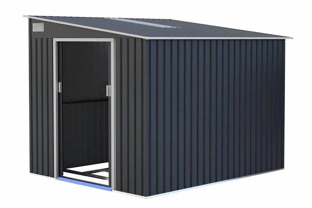 View Windsor 91 x 105 Grey Galvanised Metal Garden Shed Lockable Sliding Doors Pent Roof With Reinforced Plastic Skylight Steel Base information