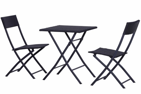 Brocton 2 Seater Folding Bistro Set - Black 