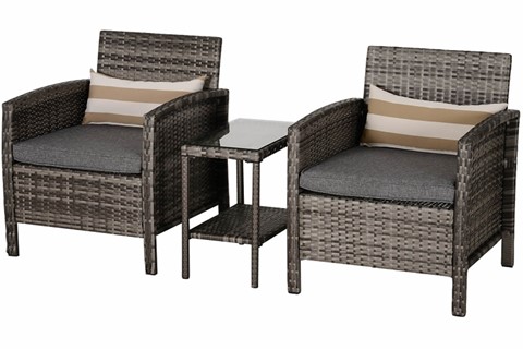 Grassmoor 2 Seater Bistro Set - Grey 