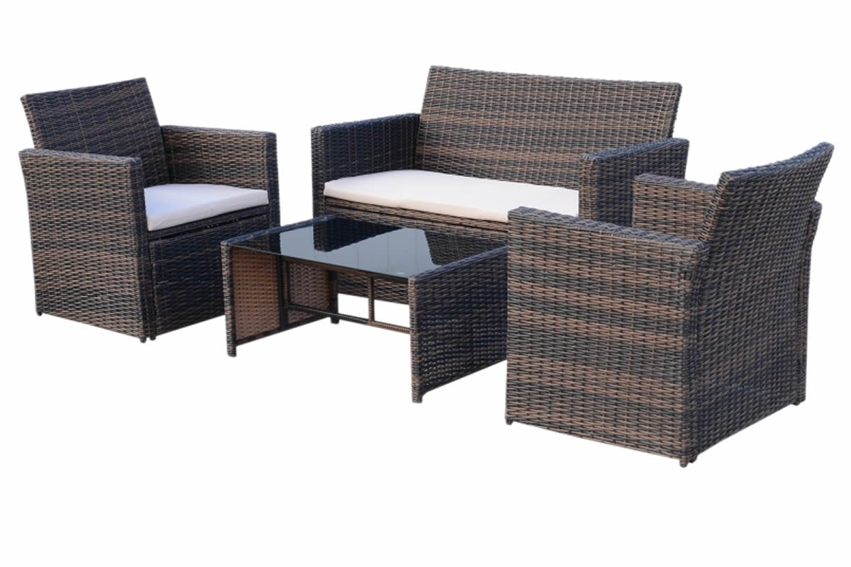 View Brown Rattan 4 Seater Garden Sofa Set With Table Edale information