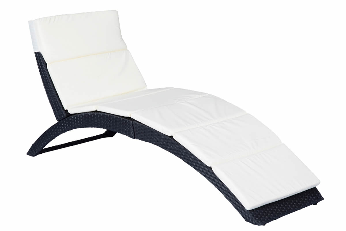 Baslow Outdoor Rattan Folding Sun Lounger With Removable Cushion