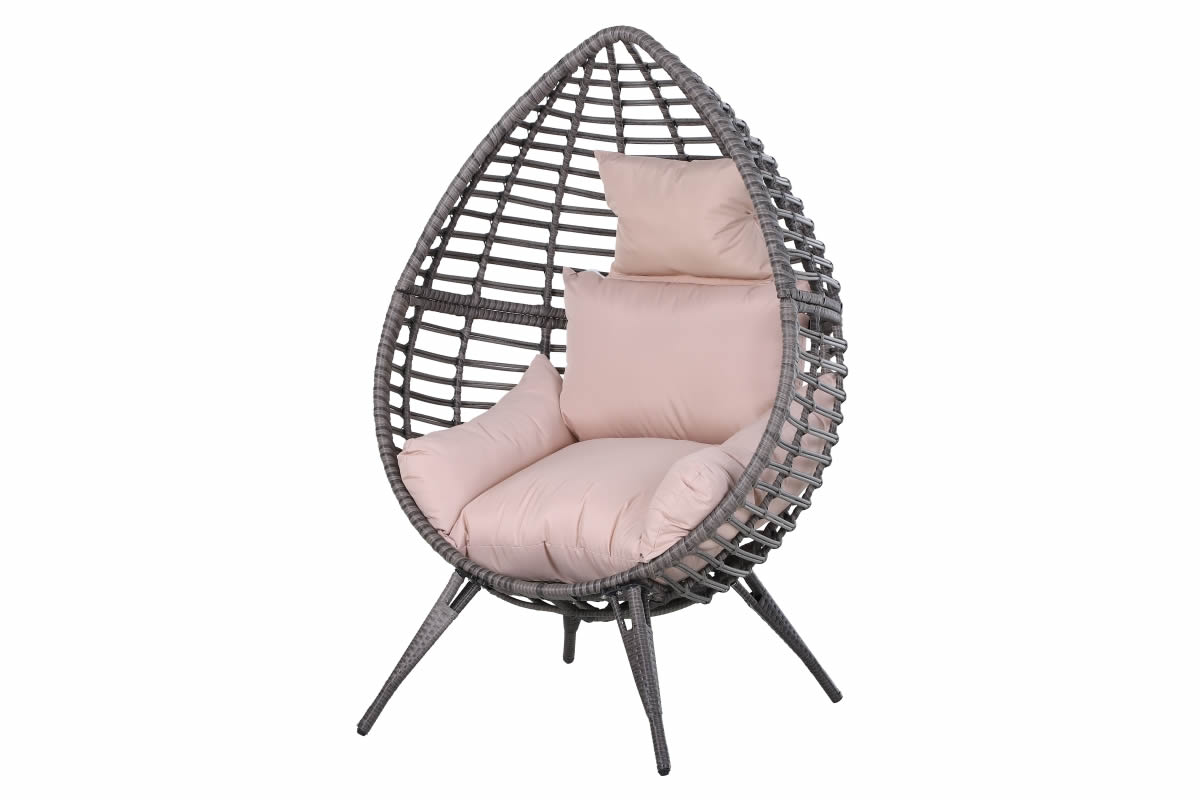 View Wicker Rattan Outdoor Egg Chair Deeply Padded Cushions For Comfort Robust Synthetic Round Wicker Rust Free Aluminium Frame Protective Foot Pad information