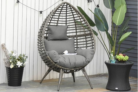 Wicker Rattan Grey Outdoor Egg Chair