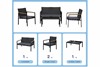 Etal Black 4 Seater PE Rattan Table & Chair Set
