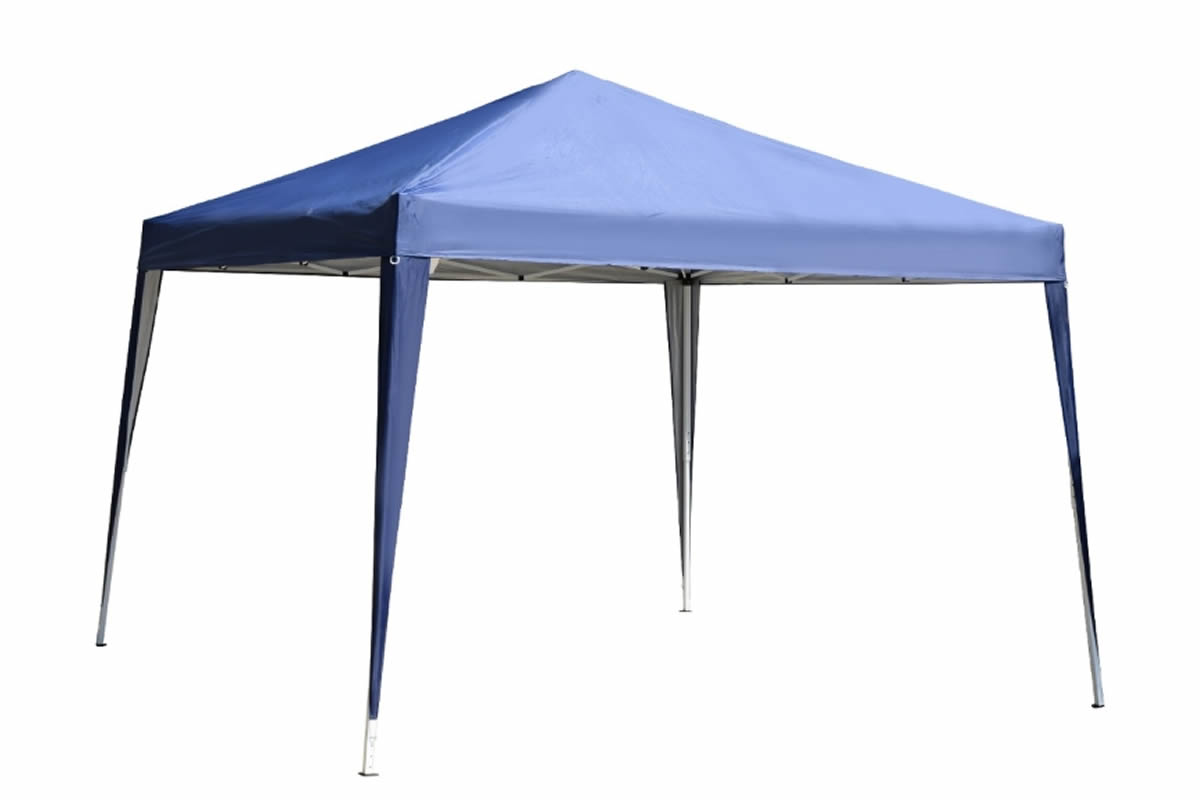 View Blue 3m Fabric Foldable Garden Pop Up Gazebo 3 Level Height Adjustable Pitched Roof Powder Coated Frame UV Water Resistant Canopy Langdon information