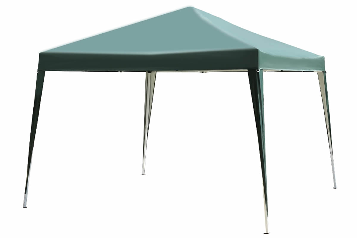 View Green 3m Fabric Foldable Garden Pop Up Gazebo 3 Level Height Adjustable Pitched Roof Powder Coated Frame UV Water Resistant Canopy Langdon information