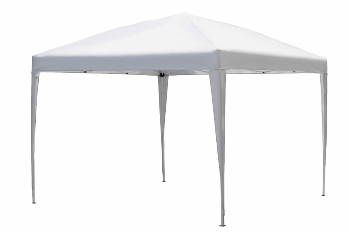 View White 3m Fabric Foldable Garden Pop Up Gazebo 3 Level Height Adjustable Pitched Roof Powder Coated Frame UV Water Resistant Canopy Langdon information