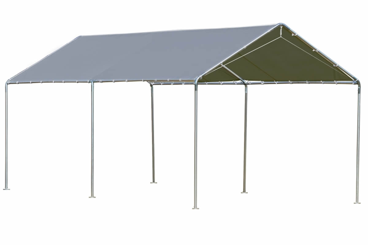 View Oxon Grey Outdoor Weather Resistant Canopy 3m x 6m Heavy Duty Open Tent Shelter Ideal For Car Port Robust Galvanised Steel Metal Frame information