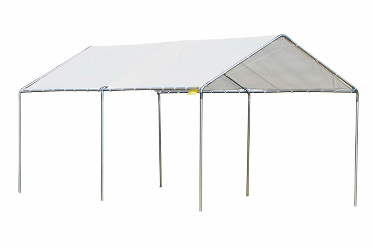 View Oxon White Outdoor Weather Resistant Canopy 3m x 6m Heavy Duty Open Tent Shelter Ideal For Car Port Robust Galvanised Steel Metal Frame information