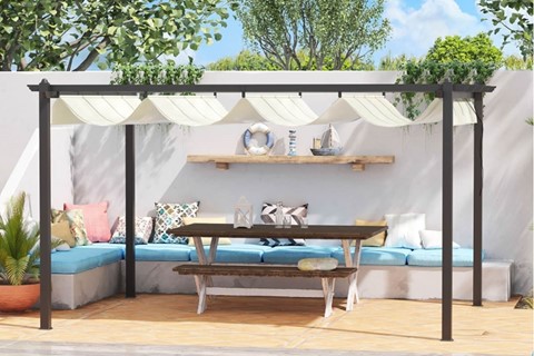 Bromley Pergola With Retractable Canopy - Beige Canopy