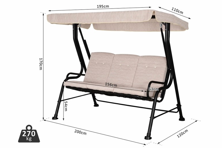 Nunnington 3-Seater Outdoor Garden Swing Chair