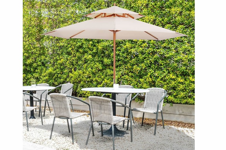 Stanford Double Tier Wooden Patio Parasol