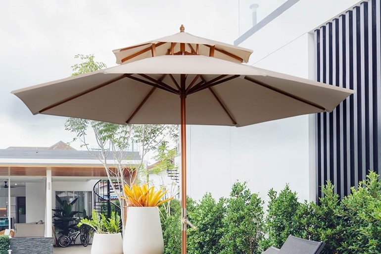 Stanford Double Tier Wooden Patio Parasol