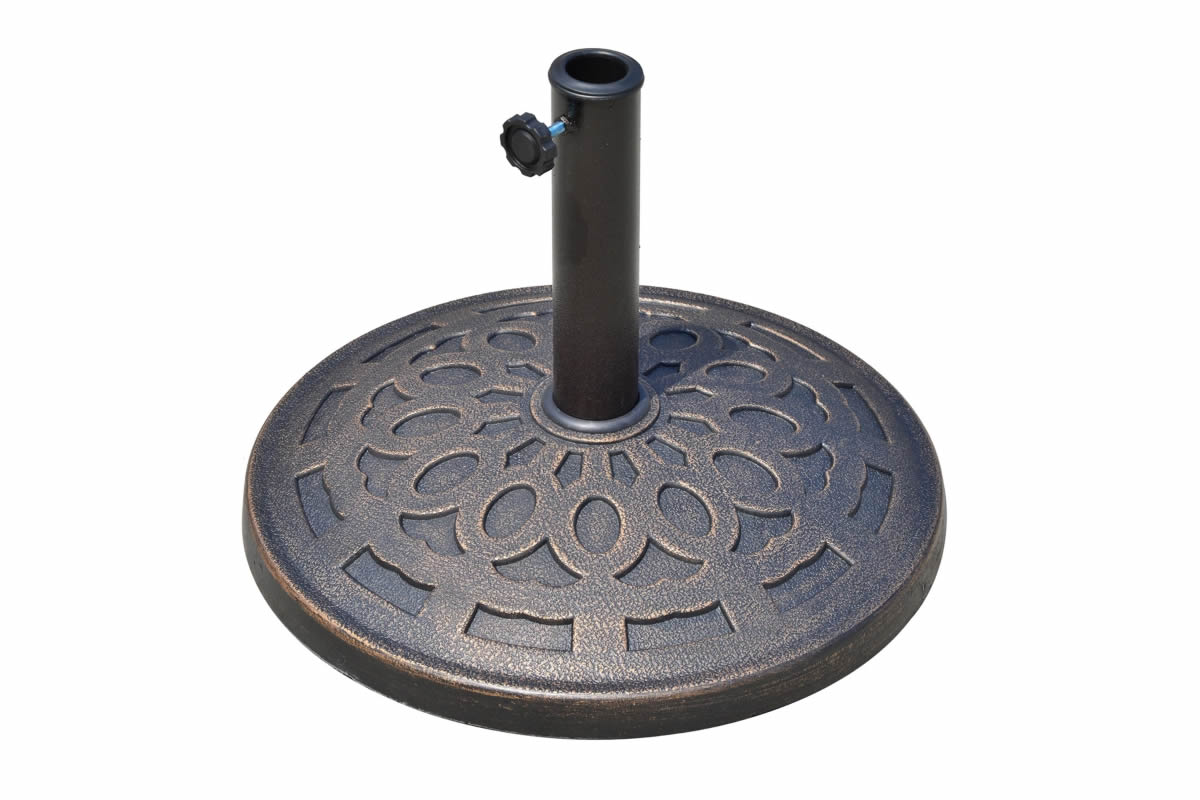 View Sawston Antique Bronze Finish Parasol Umbrella Stand Suitable For 35mm 48mm Parasol Poles Durable Poly Resin Decorative Finish information