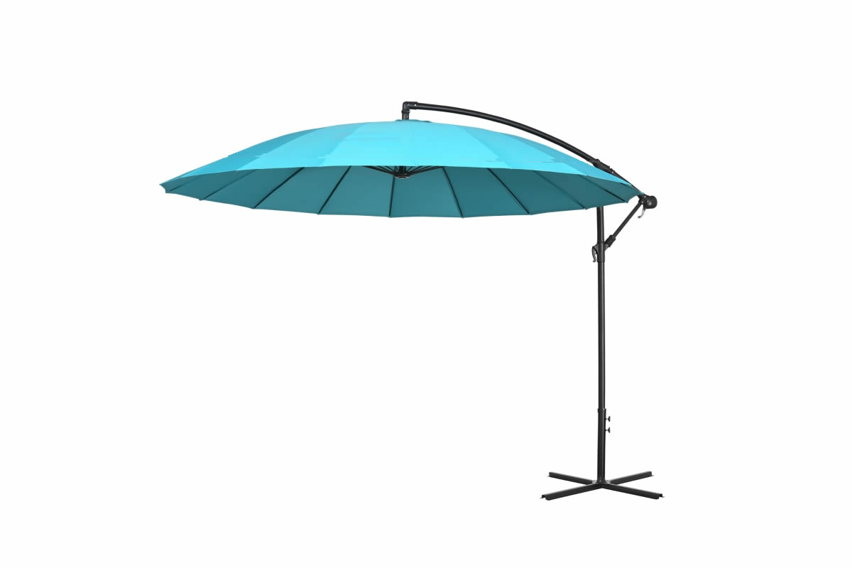 View Roos Green 3m Diameter Cantilever Parasol Crank Tilt Steel Mechanism Steel Cross Base Support Weather Resistant Fabric Angle Tilt information