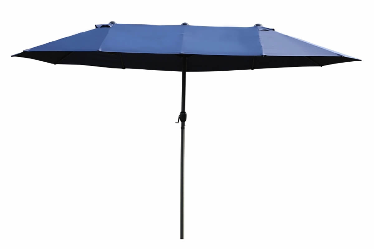 View Blue 46 Meter Polyester Fabric Garden Canopy Parasol Crank Tilt System Weather Proof Coating UPF Protective 38mm Pole 12 Ribs Balfour information