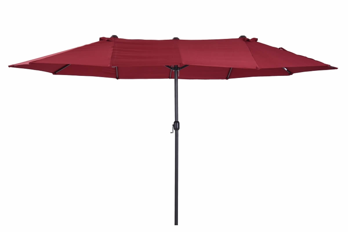 View Red 46 Meter Polyester Fabric Garden Canopy Parasol Crank Tilt System Weather Proof Coating UPF Protective 38mm Pole 12 Ribs Balfour information