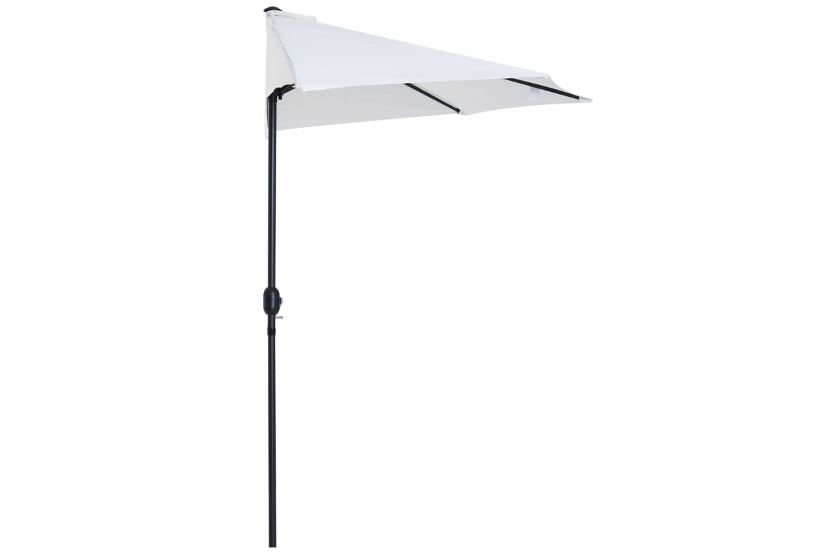 View White 30m Fabric Half Round Parasol Umbrella Hand Crank System To Adjust Canopy Rib Protection Air Vent Kelburn information