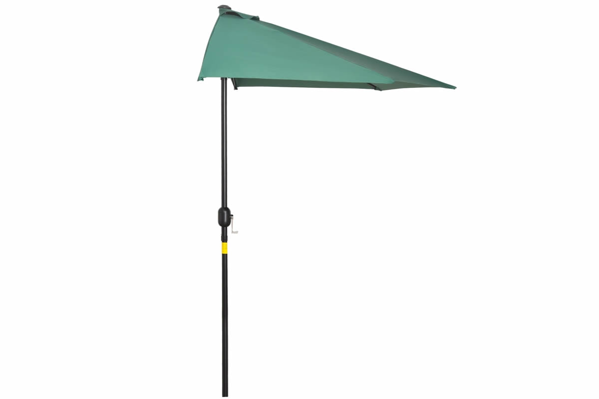 View Green 30m Fabric Half Round Parasol Umbrella Hand Crank System To Adjust Canopy Rib Protection Air Vent Kelburn information